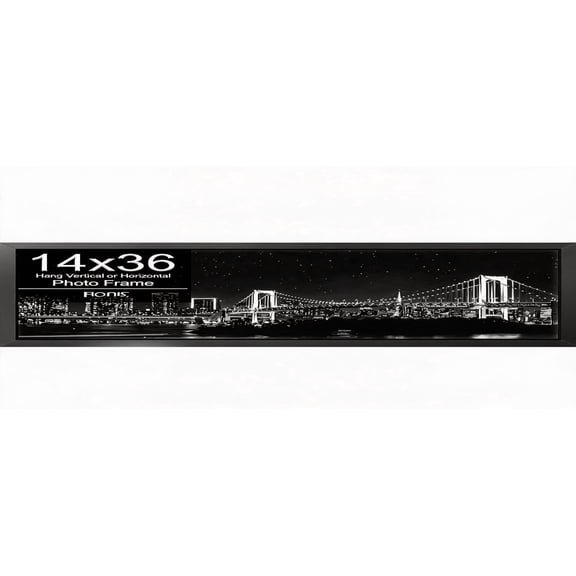 14x36 Black Poster Frame with Shatterproof Cover for Wall Mounting Horizontal or Vertical Display