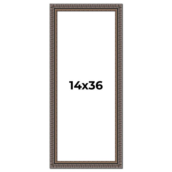 14x36 Frame Black Feather Payton Ornate Solid Wood Picture Frame Width 1.75 Inches | Interior Depth