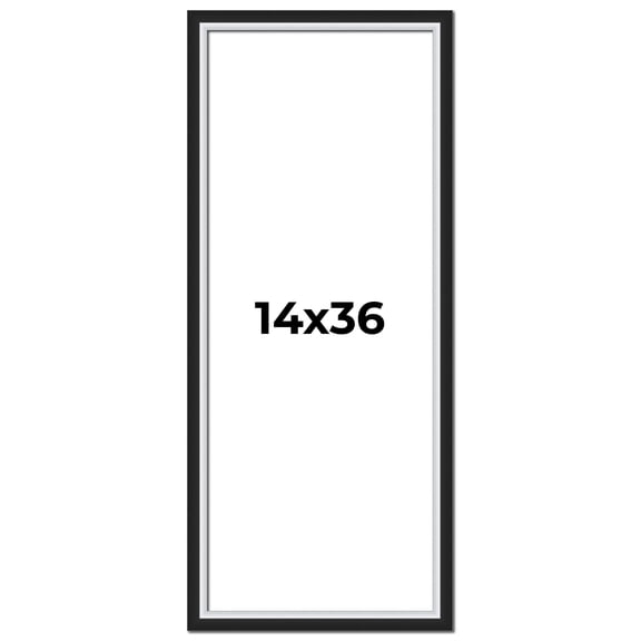 14x36 Frame Black & Silver Solid Wood Picture Frame Width 1.25 Inches | Interior Depth 0.75 Inches
