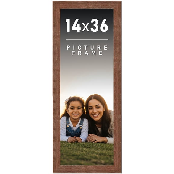 14x36 Frame Brown Distressed Barnwood Picture Frame | Rustic Farmhouse Photo Frame Includes UV