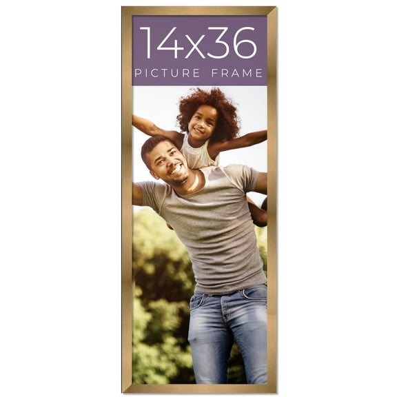 14x36 Frame Gold Bronze Solid Wood Picture Frame Width 0.75 Inches | Interior Frame Depth 0.5