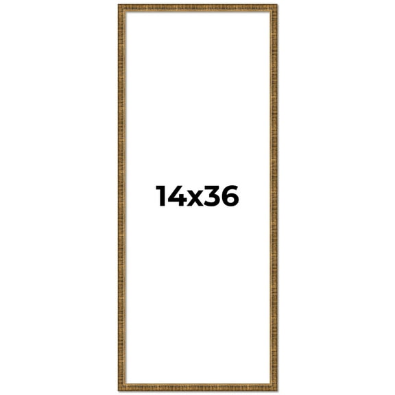14x36 Frame Gold Kingsley Distressed Solid Wood Picture Frame Width 0.75 Inches | Interior Frame