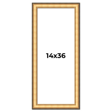 14x36 Frame Gold Plein Aire Solid Wood Picture Frame Width 2 Inches | Interior Frame Depth 0.5
