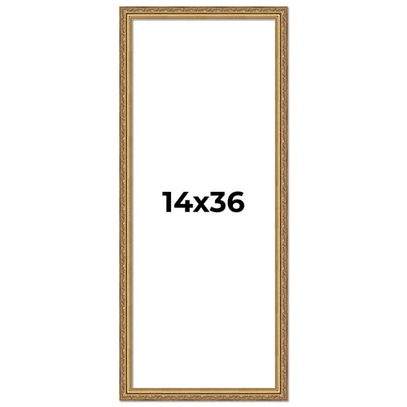 14x36 Frame Gold Solid Wood Picture Frame Width 1.25 Inches | Interior Frame Depth 0.375 Inches |