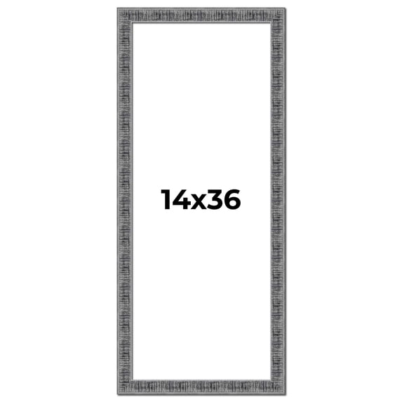 14x36 Frame Silver Black Rustic Sonoma Solid Wood Picture Frame | 1.5 Inch Moulding Width |