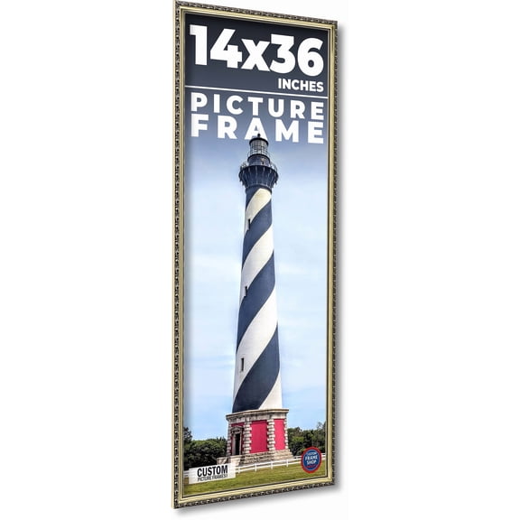 14x36 Frame Silver Solid Wood Picture Frame Width 1.125 Inches | Interior Frame Depth 0.375 Inches