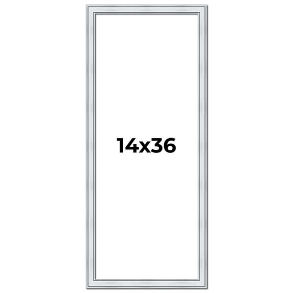 14x36 Frame Sterling Silver Solid Wood Picture Frame | 1.25 Inch Moulding Width | 0.75 Inch