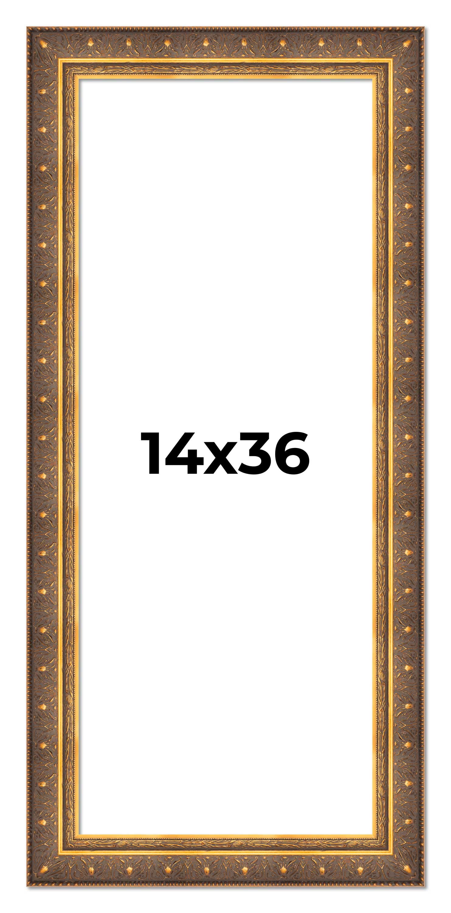 14x36 Frame Vintage Gold Solid Wood Picture Frame | 2.5 Inch Moulding ...