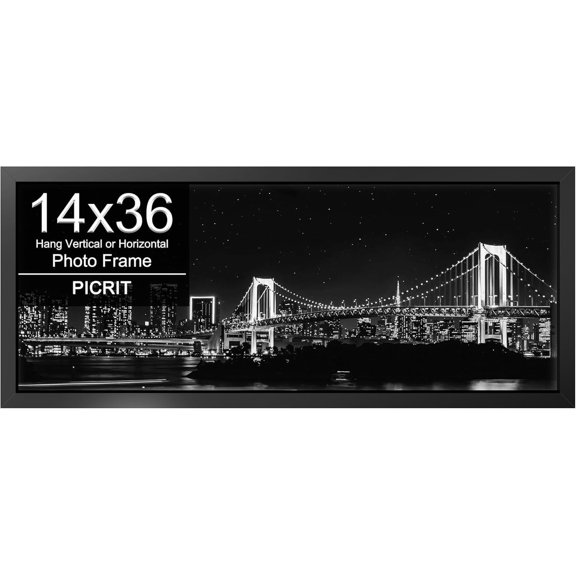 14x36 Poster Frame, Photo Frame for Wall Mounting Display, Black