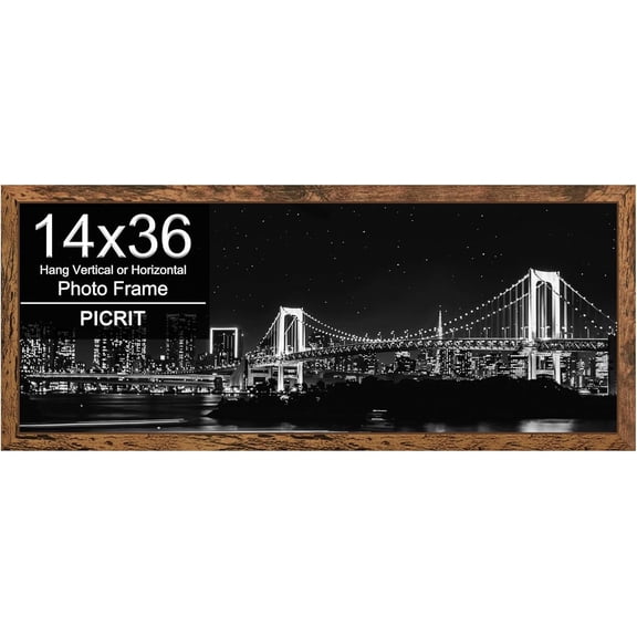 14x36 Poster Frame, Photo Frame for Wall Mounting Display, Brown