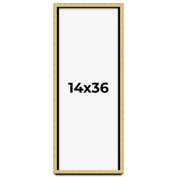 14x36 Shadow Box Frame Gold | 1.375 Inches Deep Real Wood Contemporary Shadowbox Display Frame | UV