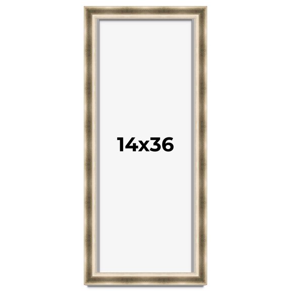 14x36 Shadow Box Frame Silver | 1.75 inches Deep Real Wood Traditional Shadowbox Display Frame | UV