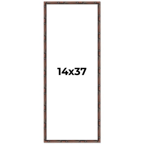 14x37 Frame Brown Bamboo with Dark Coffee/Walnut Finish | Solid Wood Picture Frame Width 0.75