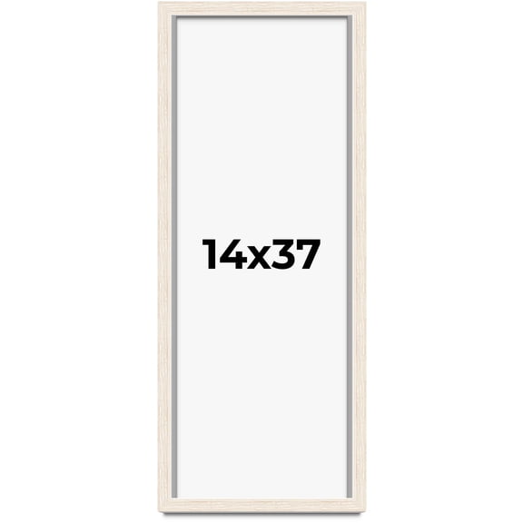 14x37 Shadow Box Frame White | 1.125 Inches Deep Real Wood Rustic Shadowbox Display Frame | UV