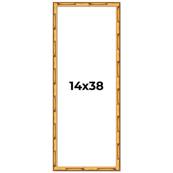 14x38 Frame Gold Bamboo Picture Frame - Complete Modern Photo Frame Includes UV Acrylic Shatter