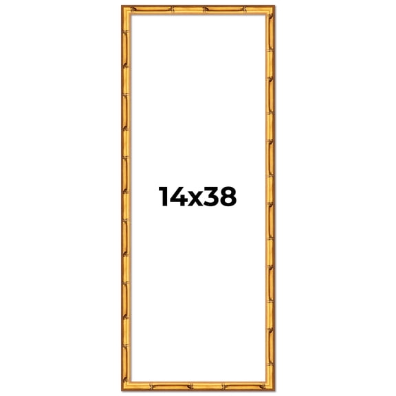 14x38 Frame Gold Bamboo Picture Frame - Complete Modern Photo Frame Includes UV Acrylic Shatter