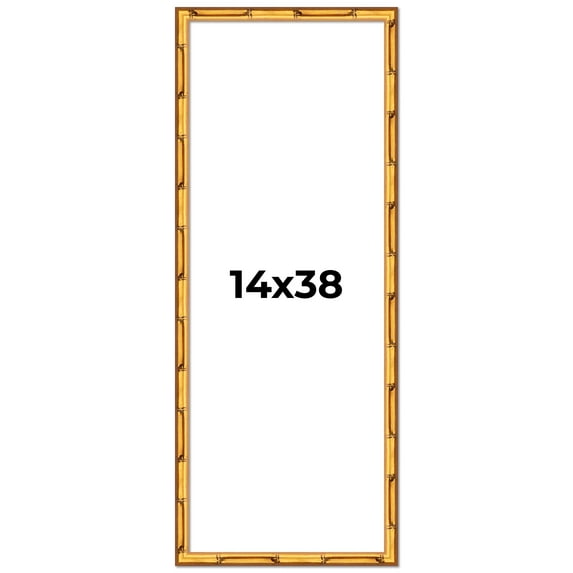 14x38 Frame Gold Bamboo Solid Wood Picture Frame | 1 Inch Moulding Width | Interior Frame Depth