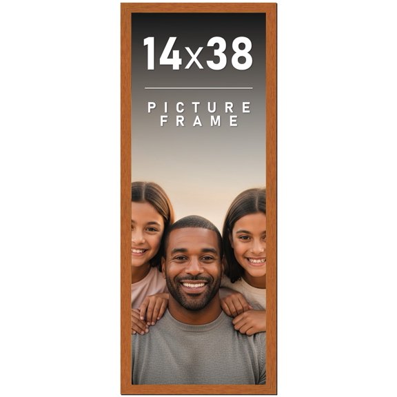 14x38 Frame Honey Pecan Brown Picture Frame - Modern Photo Frame Includes UV Acrylic Shatter Guard