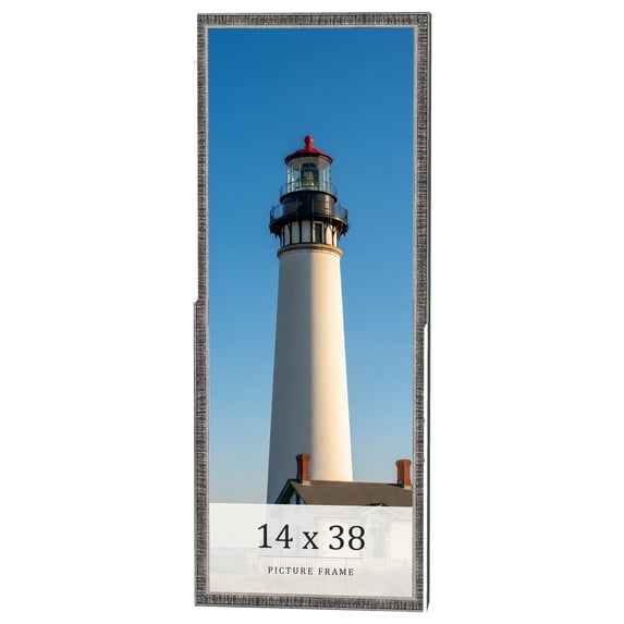 14x38 Frame Silver Grey Distressed Solid Wood Picture Frame | 0.75 Inch Moulding Width | Interior