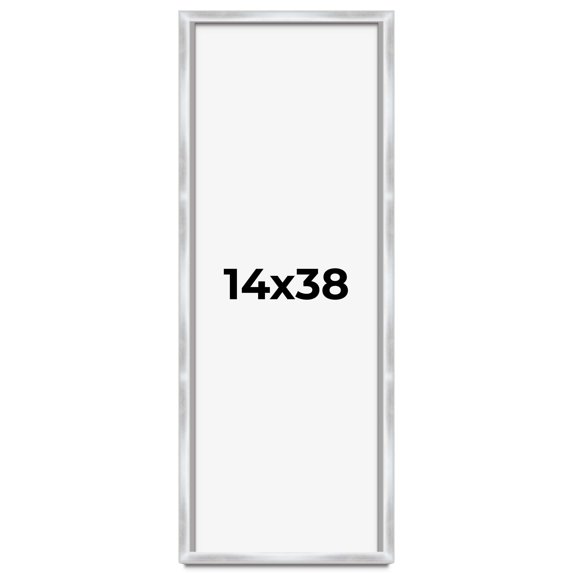 14x38 Frame Silver Whitewashed Wood Grain Solid Wood Shadow Box | 0.75 Inch Moulding Width | 0.75