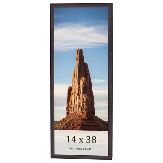14x38 Rustic Brown Real Wood Picture Frame Width 0.75 inches | Interior Frame Depth 0.5 inches |