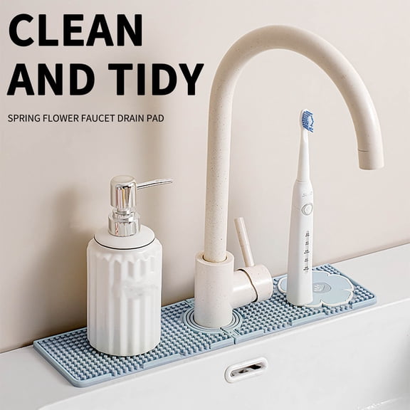 14x38cm Silicone Sink Water Splash Guard for Kitchen, Sink Faucet Mat, Drying Mat, Sink Accessories for Kitchen, Bathroom