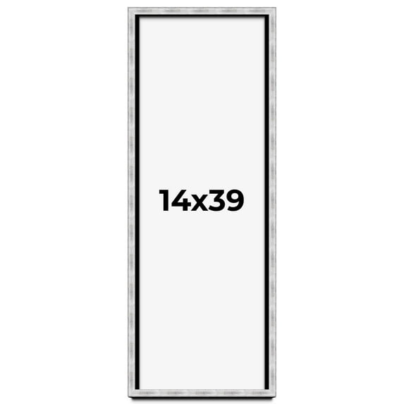 14x39 Frame Brushed Silver Solid Wood Picture Frame | 0.75 Inch Moulding Width | Rabbet Depth 0.75