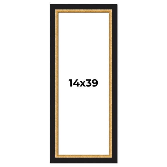 14x39 Frame Gold Real Wood Picture Frame Width 2.25 Inches | Interior Frame Depth 0.5 Inches |