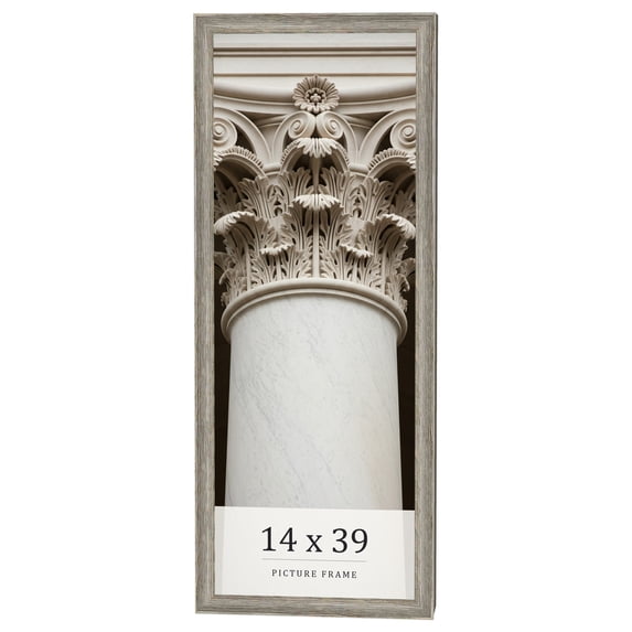14x39 Frame Grey Solid Wood Picture Frame Width 1 Inches | Interior Frame Depth 0.5 Inches |