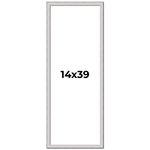 14x39 Frame Silver Inner Slope Bevel Picture Frame | 1 Inch Moulding Width | 0.75 Inch Rabbet Depth
