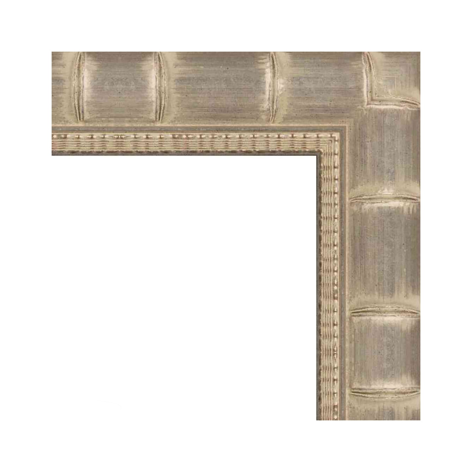 14x40 Silver Wide Bamboo Picture Frame - UV Acrylic, Foam Board Backing, Hanging Hardware