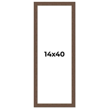 14x40 Frame Brown Farmhouse Solid Wood Picture Frame Width 1.5 Inches | Interior Frame Depth 0.5
