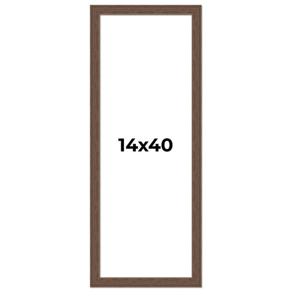 14x40 Frame Brown Farmhouse Solid Wood Picture Frame Width 1.5 Inches | Interior Frame Depth 0.5