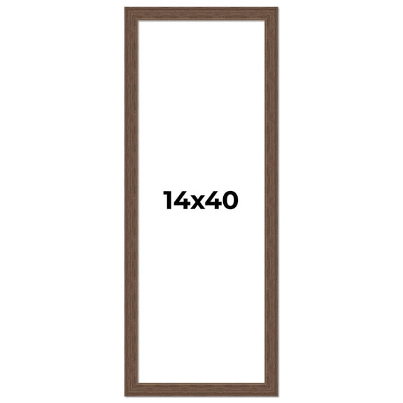 14x40 Frame Brown Farmhouse Solid Wood Picture Frame Width 1.5 Inches | Interior Frame Depth 0.5