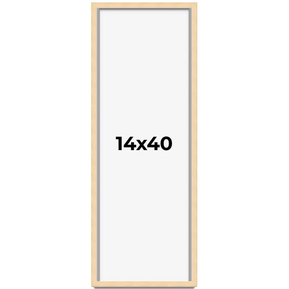 14x40 Frame Natural Wood Picture Frame | 0.75 Inch Moulding Width | with UV Acrylic Plexiglass,