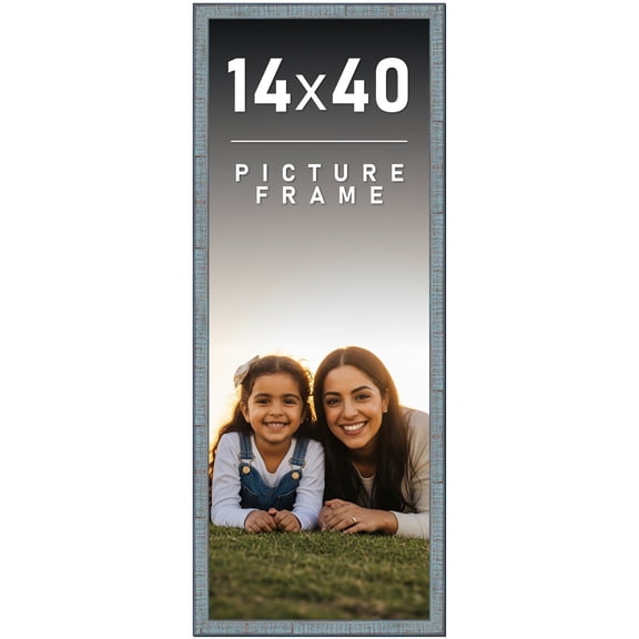 14x40 Frame Rustic Sky Blue Solid Wood Picture Frame | 0.75 Inch Moulding Width |Includes UV