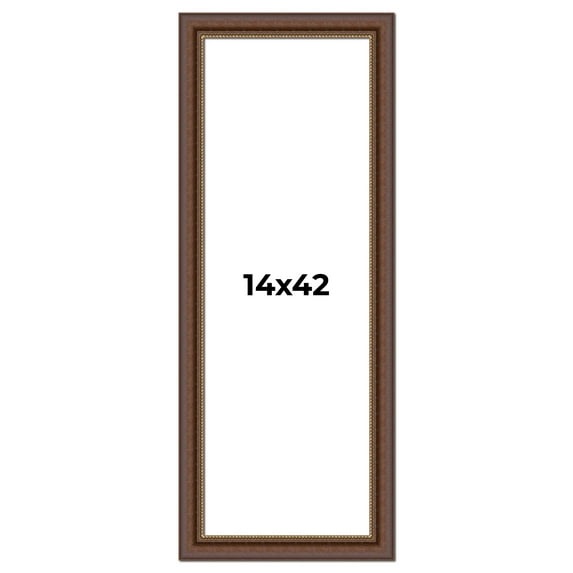 14x42 Copper and Brown Real Wood Picture Frame Width 2 inches | Interior Frame Depth 0.5 inches |