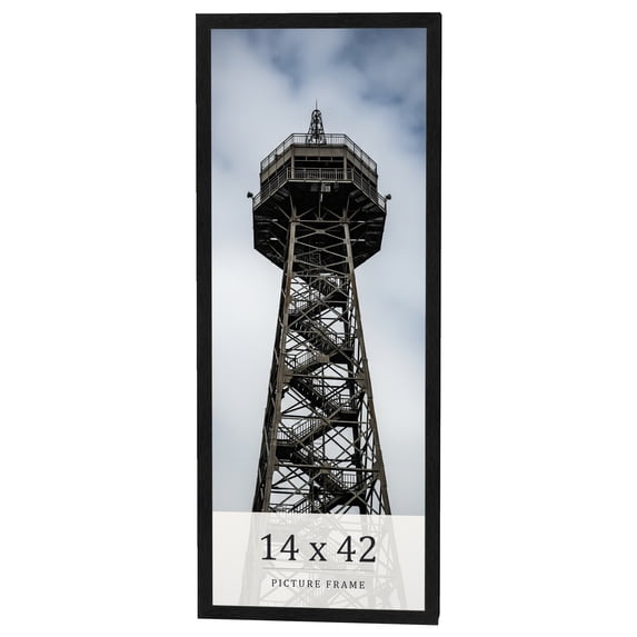 14x42 Frame Black Charcoal Grey Wood Textured Picture Frame | 0.75 Inch Moulding Width | Gunmetal