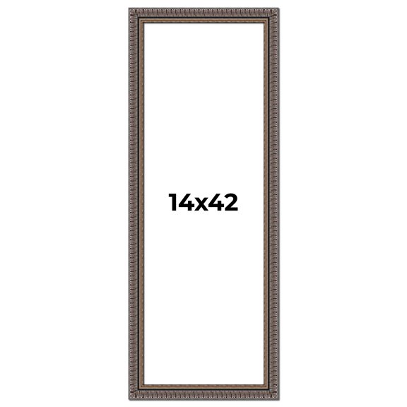 14x42 Frame Black Feather Payton Ornate Solid Wood Picture Frame Width 1.75 Inches | Interior Depth