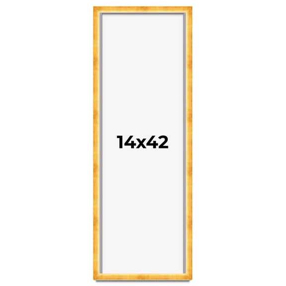 14x42 Shadow Box Frame Gold | 1.625 Inches Deep Real Wood Traditional Shadowbox Display Frame | UV