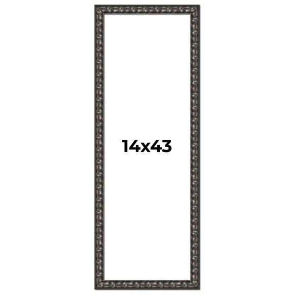14x43 Frame Black-Brown Medieval Solid Wood Picture Frame | 1.5 Inch Moulding Width | Gotham