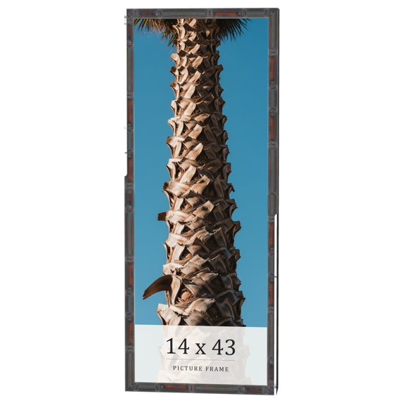 14x43 Frame Brown Bamboo with Dark Coffee/Walnut Finish | Solid Wood Picture Frame Width 0.75