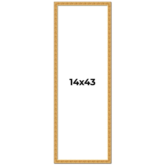 14x43 Frame Gold Real Wood Picture Frame Width 1 inches | Interior Frame Depth 0.5 inches | Edwina