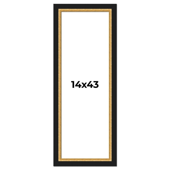 14x43 Frame Gold Real Wood Picture Frame Width 2.25 Inches | Interior Frame Depth 0.5 Inches |