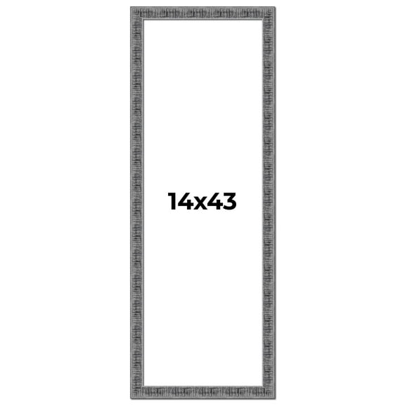 14x43 Frame Silver Black Rustic Sonoma Solid Wood Picture Frame | 1.5 Inch Moulding Width |