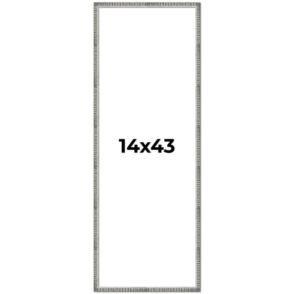 14x43 Frame Silver Grey Distressed Solid Wood Picture Frame | 0.75 Inch Moulding Width | Interior