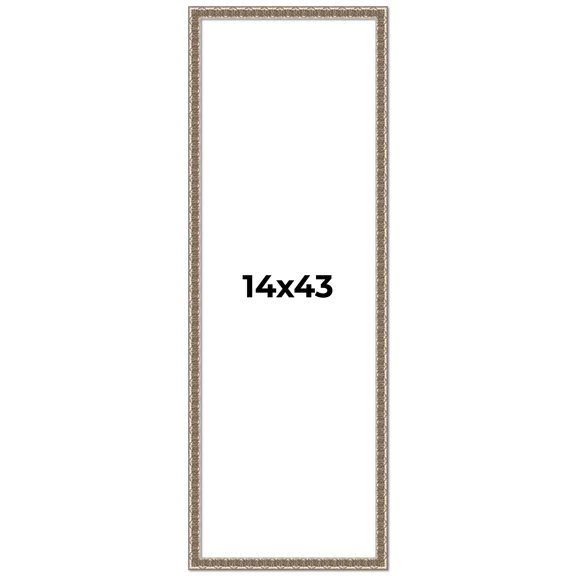 14x43 Frame Silver Versailles Ornate Solid Wood Picture Frame | 1 Inch Moulding Width | Interior