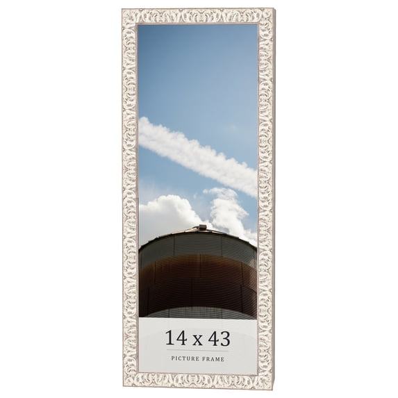 14x43 Frame White Real Wood Picture Frame Width 1.5 inches | Interior Frame Depth 0.5 inches |