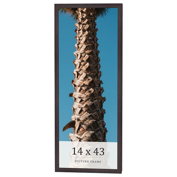 14x43 Rustic Brown Real Wood Picture Frame Width 0.75 inches | Interior Frame Depth 0.5 inches |