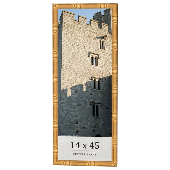 14x45 Frame Gold Bamboo Solid Wood Picture Frame | 1 Inch Moulding Width | Interior Frame Depth